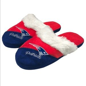 New England Patriots women’s logo slippers.
